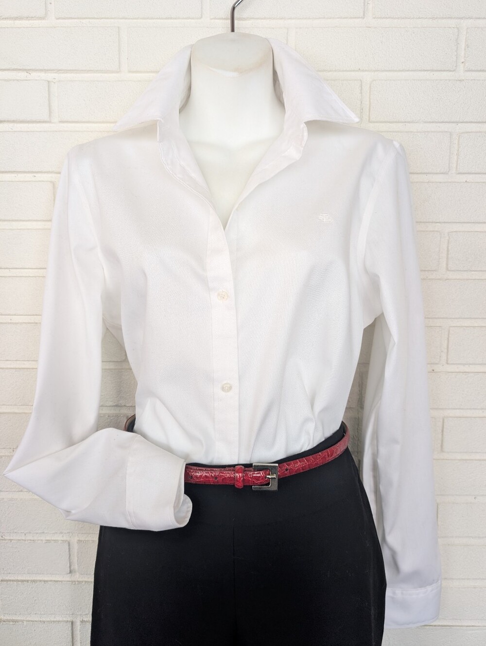 Classic Crisp White Lauren by Ralph White No iron Button-Down Shirt